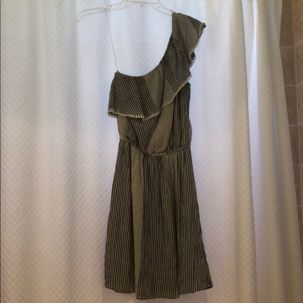 Blue and Linen one shoulder dress
